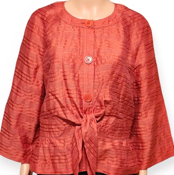 Jones New York Terracotta Button-Down Blouse - Picture 1 of 7